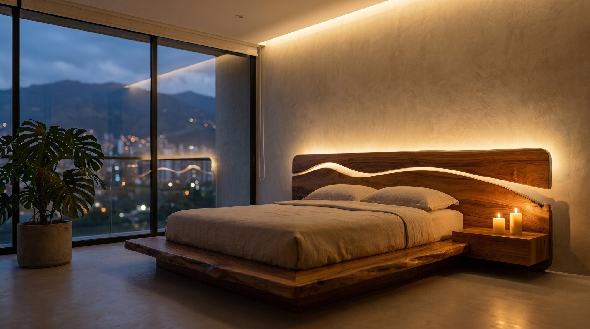Cama Afrodita & Zeus en una habitación de noche en Medellín